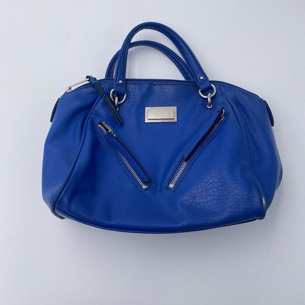 Juicy Couture Cobalt Blue Faux Leather Top Handle Shoulder Bag Purse Y2k Style